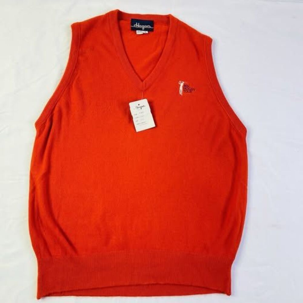 Vintage Ben Hogan Golf Vest Knit Mens Small Red V-neck Made In USA New